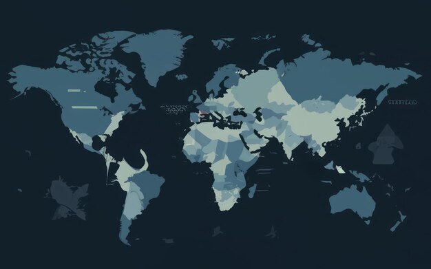 Foto mapa mundial conceito de globalização internacional rede de todos os países