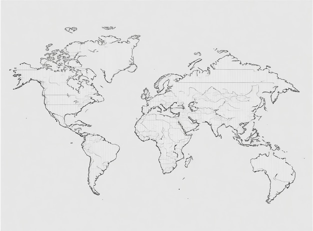 mapa mundial de arte de linha isolado no fundo branco