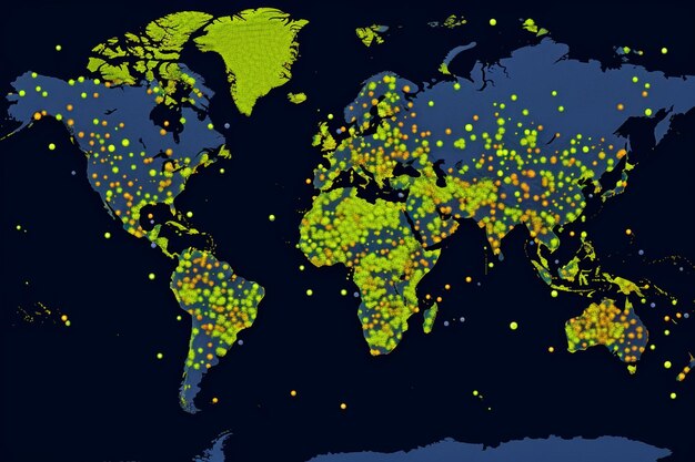 Foto mapa mundial de pontos com localizadores