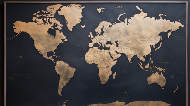 Mapa mundial na imagem gerada por IA do quadro-negro