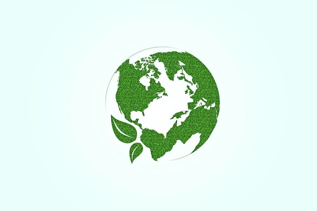 Mapa mundial y planta Icono con forma de bosque de planeta verde aislada sobre fondo blanco Concepto de desarrollo sostenible energía ecológica en energía verde ambiental social y gobernanza