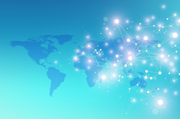 Mapa Mundial Político com conceito de rede de tecnologia global