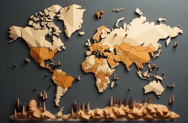 Mapa mundial sobre un fondo oscuro