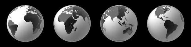 Mapa mundial Tierra todos los continentes ilustración 3D