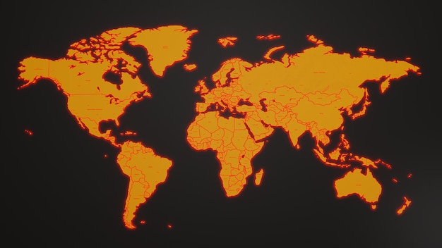 Mapa del mundo en 3D sobre fondo gris