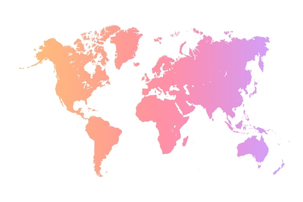 Mapa del mundo, aislado sobre fondo blanco. Tierra plana, plantilla de mapa gris, icono de mapamundi similar al globo. Viajar por todo el mundo, telón de fondo de silueta de mapa.