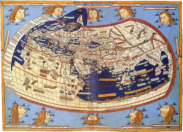 El mapa del mundo antiguo por Claudio Ptolomeo Creado alrededor del año 150 d.C.