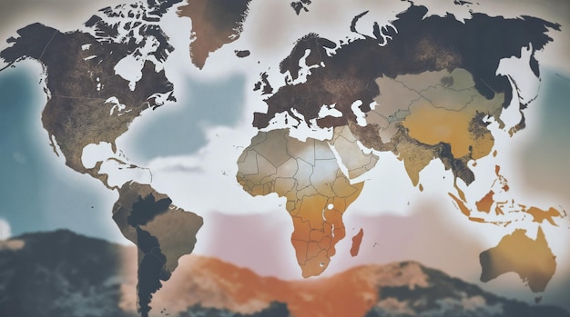 Mapa del mundo antiguo con continentes y países