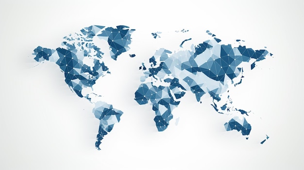 Mapa del mundo en azul resaltado en fondo blanco IA generativa