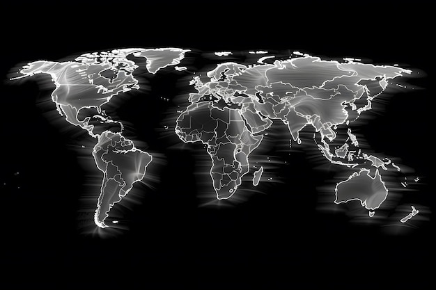 Mapa del mundo en blanco y negro