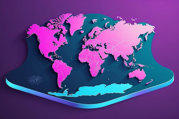 Mapa del mundo continente gráfico de apoyo global