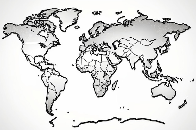 Foto mapa del mundo de los continentes sobre fondo blanco
