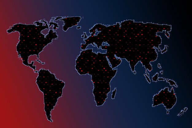 Mapa del mundo delineado aproximadamente Póster del mapa mundial de la tierra Mapa del planeta con ilustración de patrón abstracto de superficie de textura Telón de fondo de silueta de mapa de viaje en todo el mundo