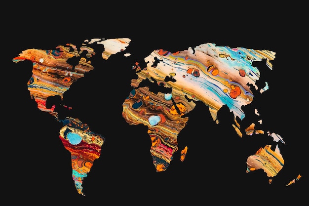 Mapa del mundo esbozado aproximadamente como conceptos de negocios globales