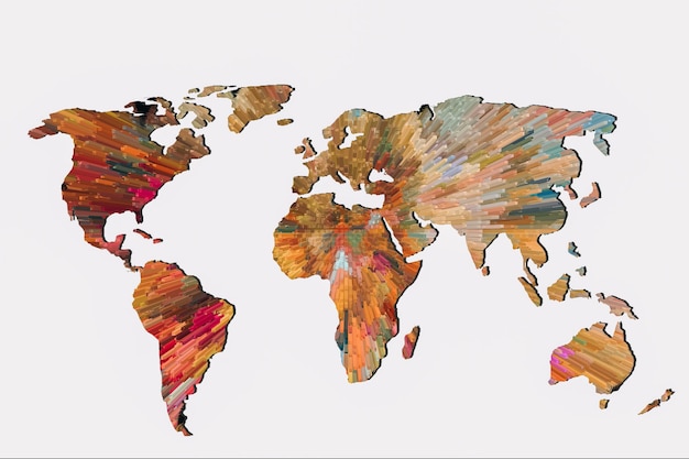 Un mapa del mundo esbozado como conceptos de negocios globales