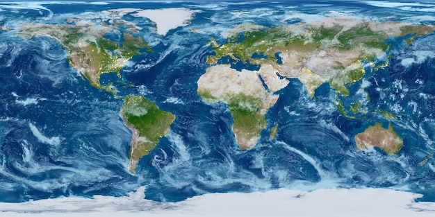 Mapa del mundo geográfico modificado con luces de la ciudad Elementos de esta imagen proporcionados por la NASA