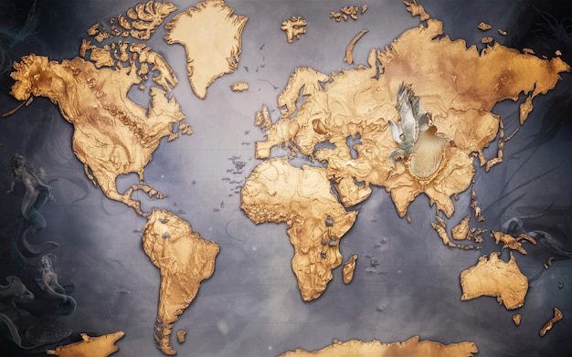 Un mapa del mundo con un mapa del mundo y las palabras "Tierra"