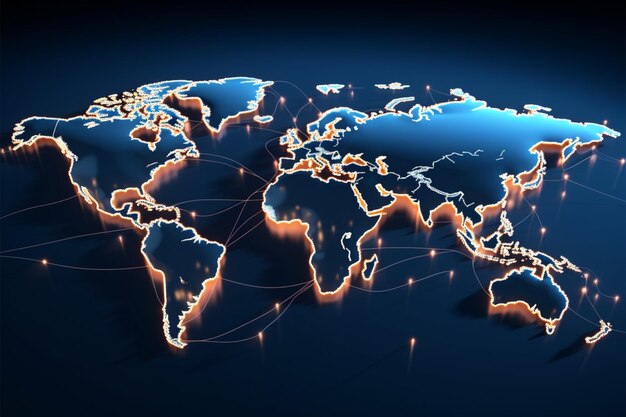 El mapa del mundo moderno el telón de fondo de una conexión de red global