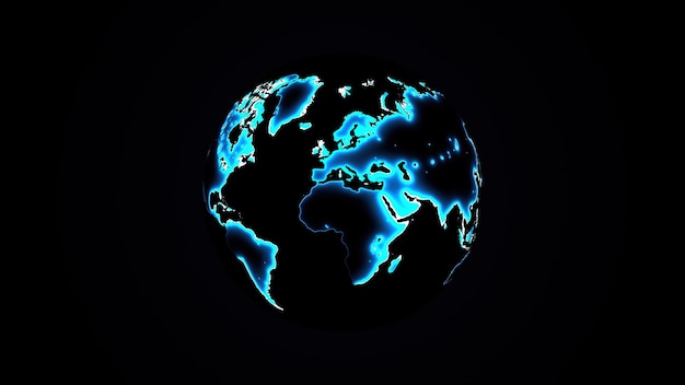 Mapa del mundo de neón
