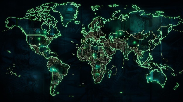 Un mapa del mundo con las palabras "el mundo" en la parte inferior.