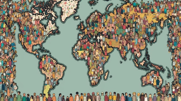 Un mapa del mundo con personas en él