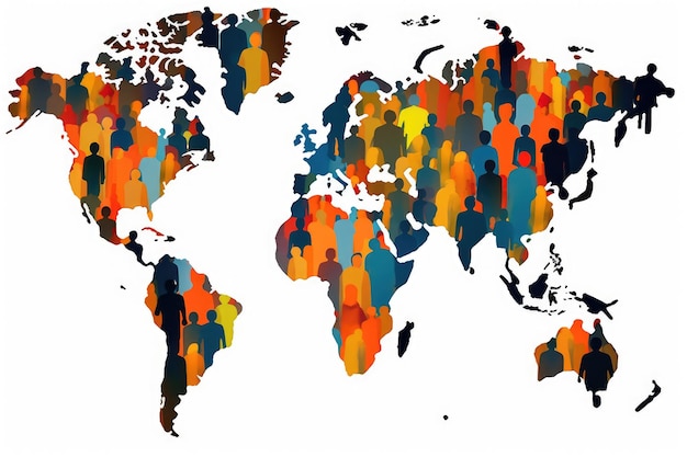 Un mapa del mundo con personas en él