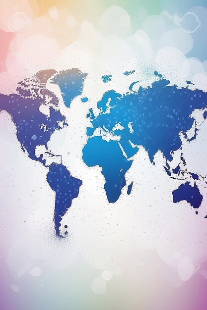 Mapa del mundo en puntos contra una ilustración de fondo abstracta