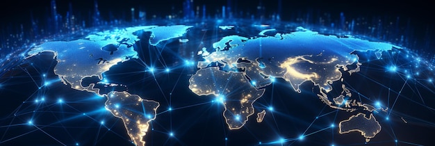 Un mapa del mundo con rutas de transporte interconectadas para la logística internacional