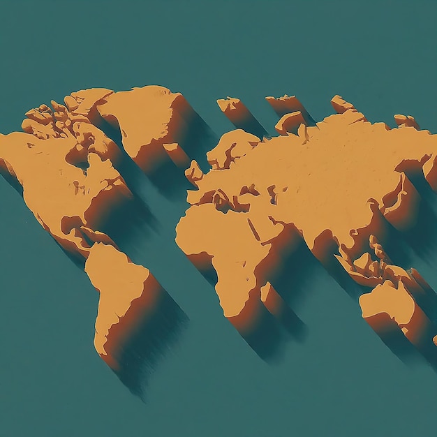 mapa del mundo sobre un fondo azul renderización en 3D