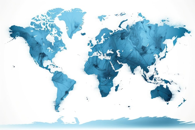 Mapa del mundo sobre fondo blanco