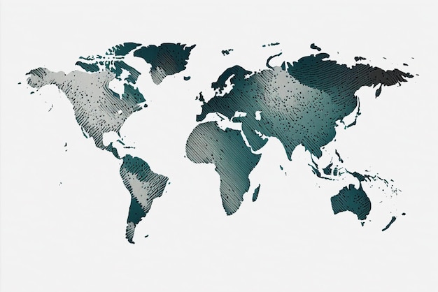 Mapa del mundo sobre fondo blanco