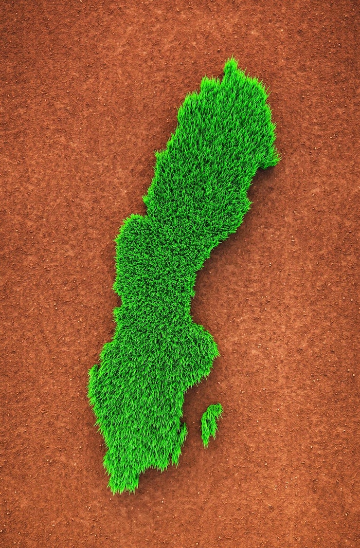 Foto mapa de la naturaleza de la hierba de suecia