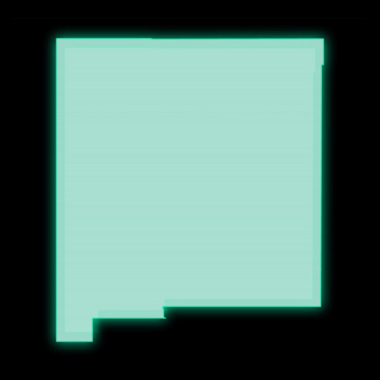 Foto mapa de nuevo méxico pantalla de terminal de computadora verde vieja en fondo oscuro