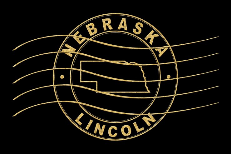 Foto mapa del pasaporte postal de nebraska timbre de viaje