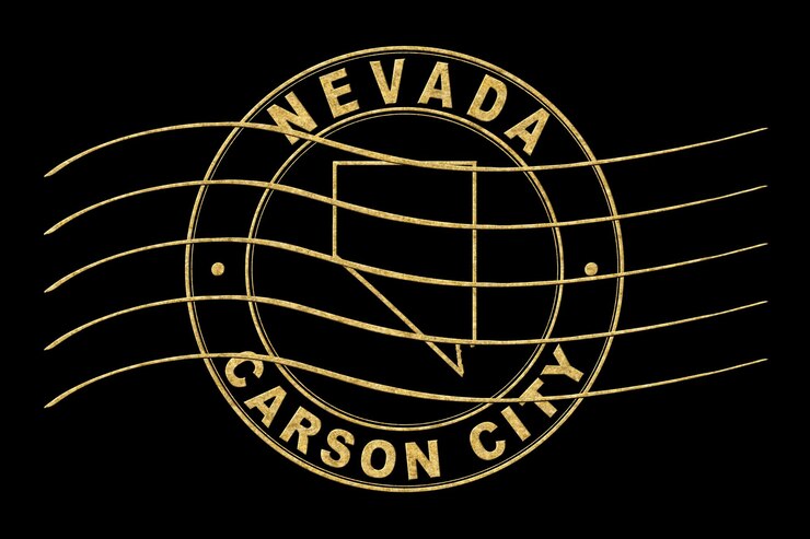Foto mapa del pasaporte postal de nevada timbre de viaje