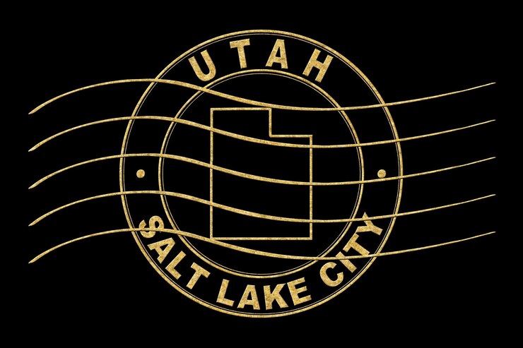 Foto mapa del pasaporte postal de utah timbre de viaje