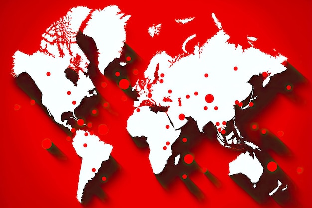 Mapa con pines de ubicación y aeropuertos marcados en rojo