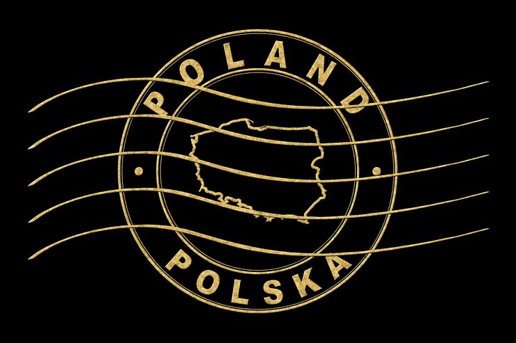 Foto mapa de polonia timbre postal de pasaporte timbre de viaje