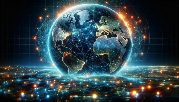 Mapa de la red global y la World Wide Web para la conectividad y la innovación