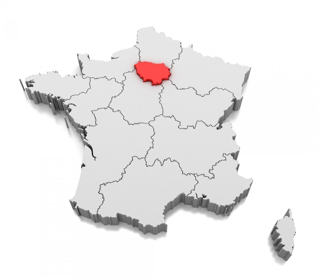 Mapa de la región de Île-de-France, Francia
