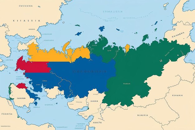 Foto mapa de la república de khakassia en los colores de la bandera de chuvashia vector editable