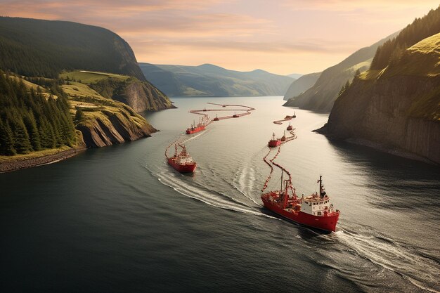 Mapa de rutas con rutas panorámicas de barcos