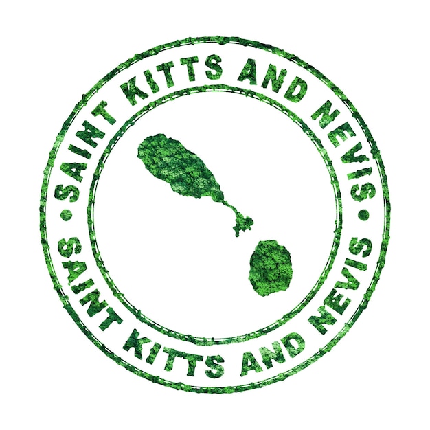 Foto mapa de san cristóbal y nieves sello postal desarrollo sostenible concepto de emisión de co2