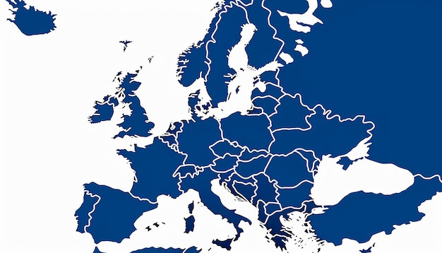 Un mapa sencillo de Europa con un fondo blanco sin ningún texto ni logotipo