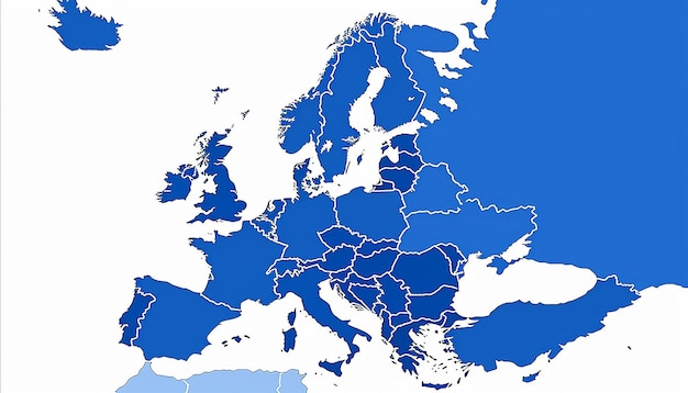 Foto un mapa sencillo de europa con un fondo blanco sin ningún texto ni logotipo