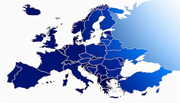 Un mapa sencillo de Europa con un fondo blanco sin ningún texto ni logotipo