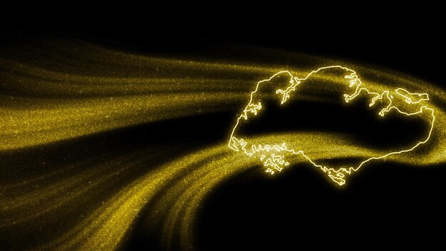 Mapa de Singapur, mapa de brillo dorado sobre fondo oscuro