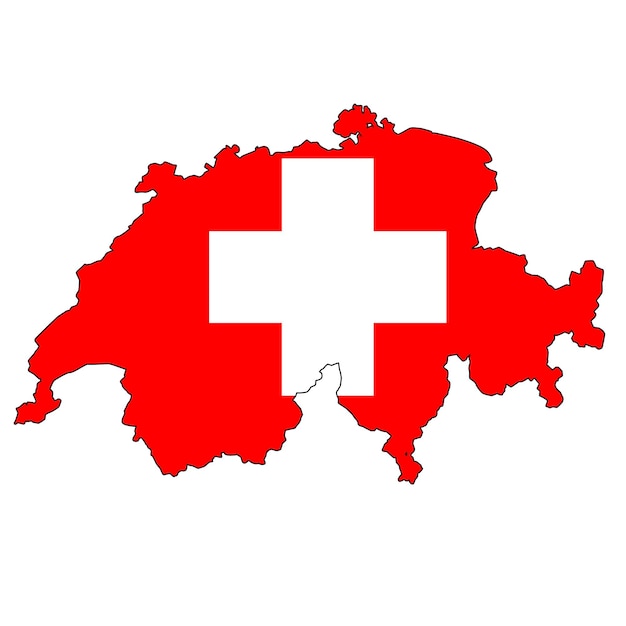 Foto mapa de suiza con el color de su bandera