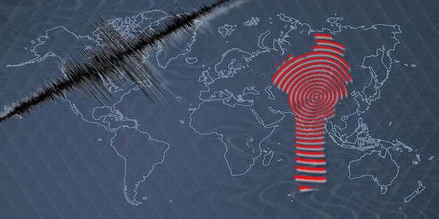 Foto mapa del terremoto de benín con actividad sísmica