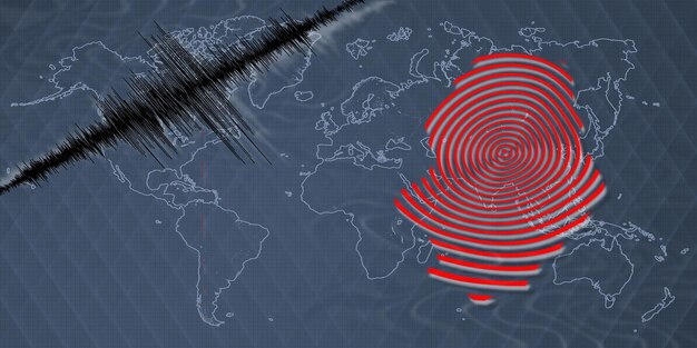 Foto mapa del terremoto de niue con actividad sísmica